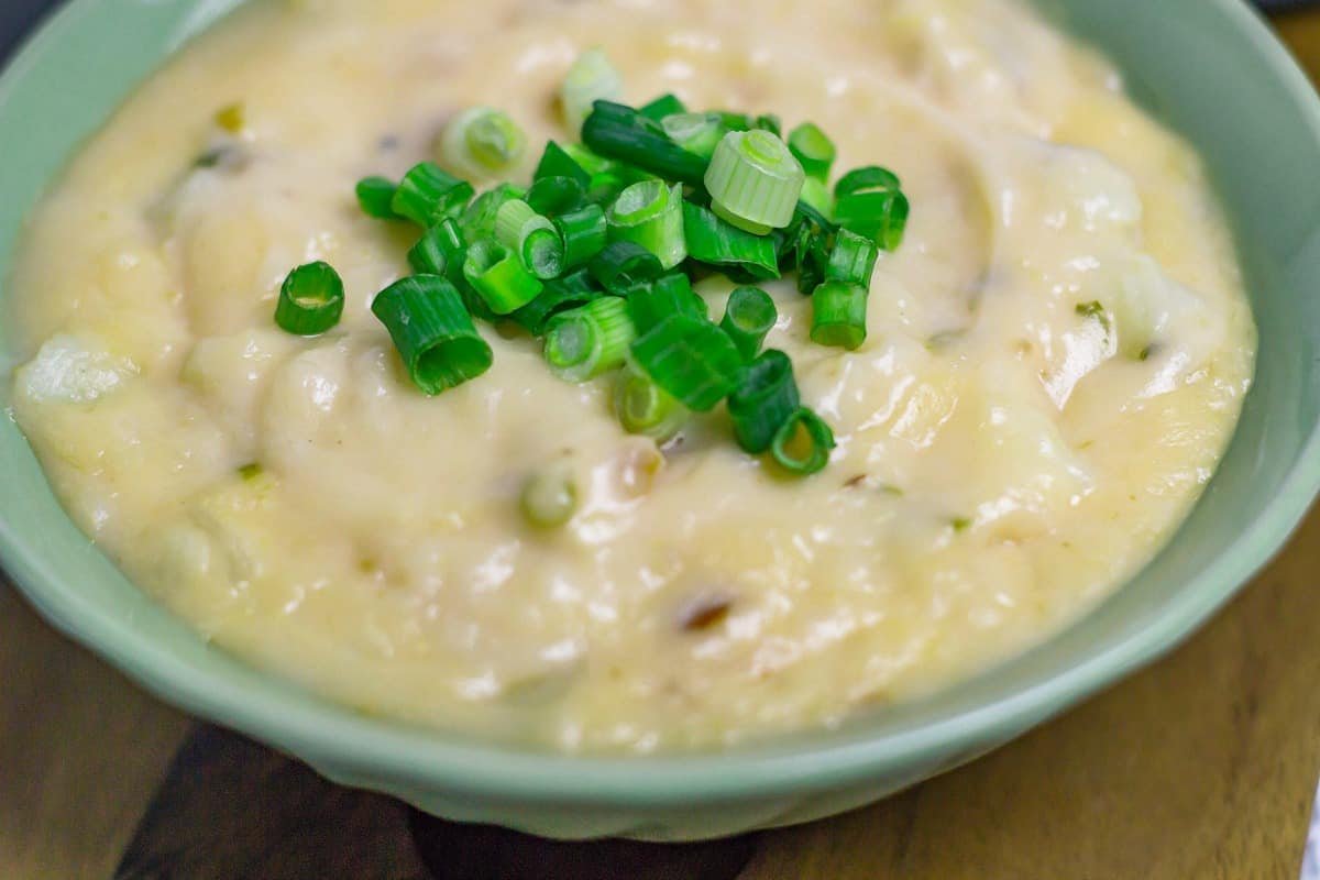 Slow Cooker Potato Chowder close up view