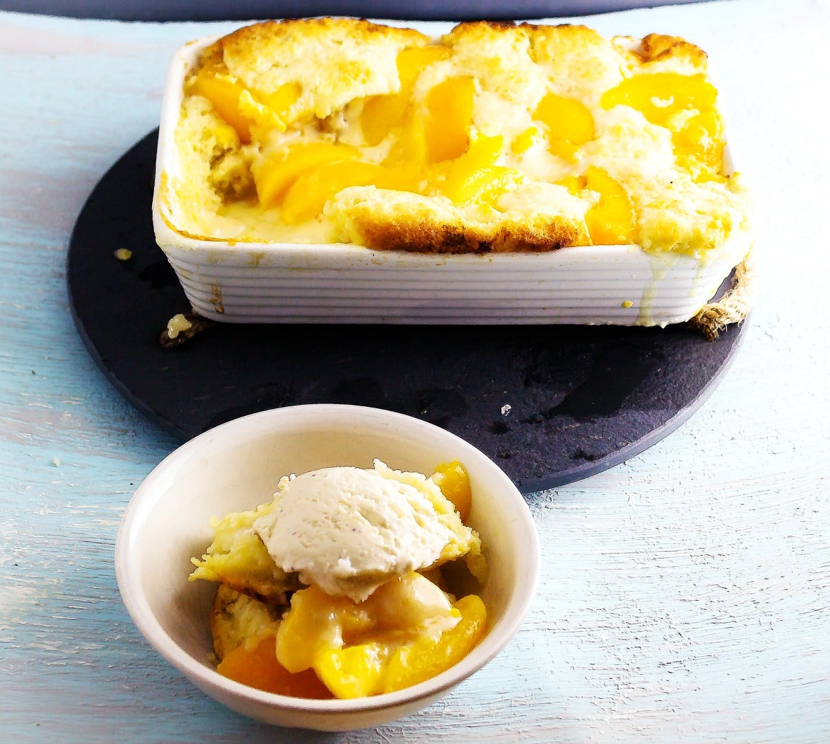 Simple Peach Cobbler is an easy and yummy dessert to whip up. It is simply a dump it and bake it type of dessert. Easy and delicious, it doesn't get any better.