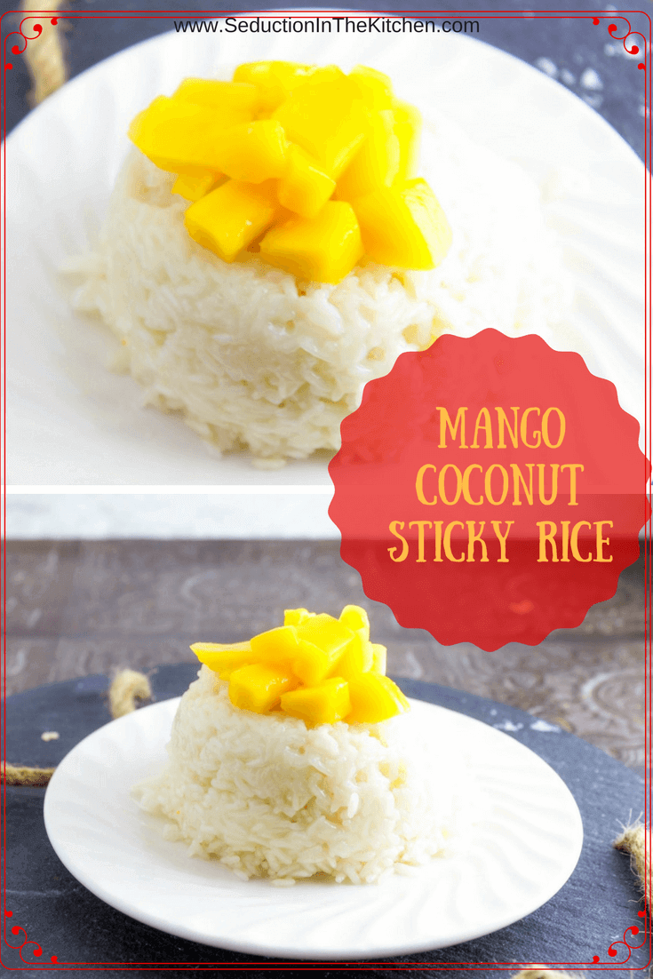 Mango Coconut Sticky Rice is a simple sweet dessert that is popular in Thai restaurants. This dish is so is the perfect to have after a heavy meal. A recipe from Seduction in the Kitchen.