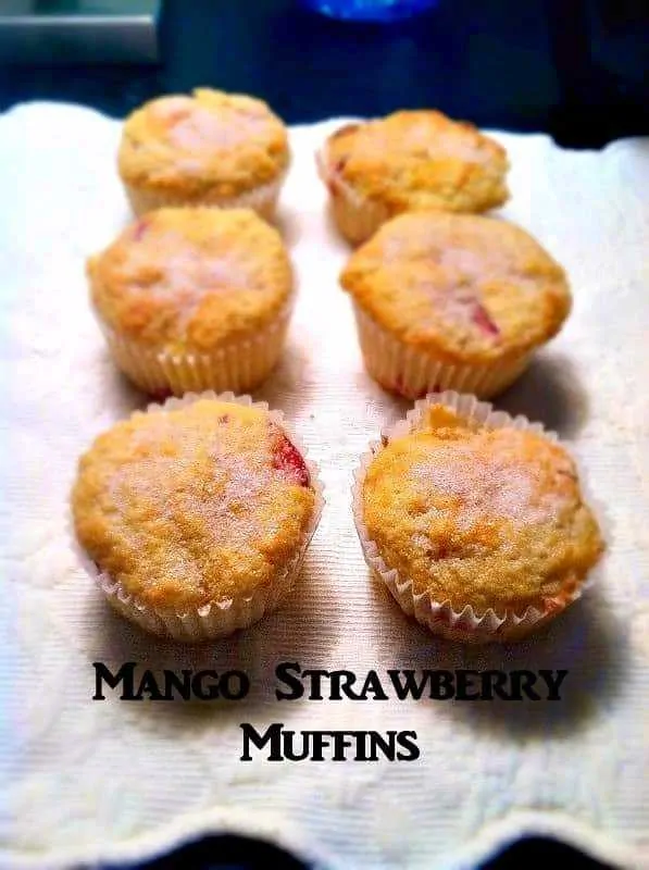Looking for a breakfast pastry to enjoy in the morning? Mango Strawberry Muffins is so simple to make with fresh fruit. The mango strawberry muffins only take one bowl to make. You will enjoy having this muffin with your morning coffee. Mango Strawberry Muffins, a recipe from Seduction in the Kitchen