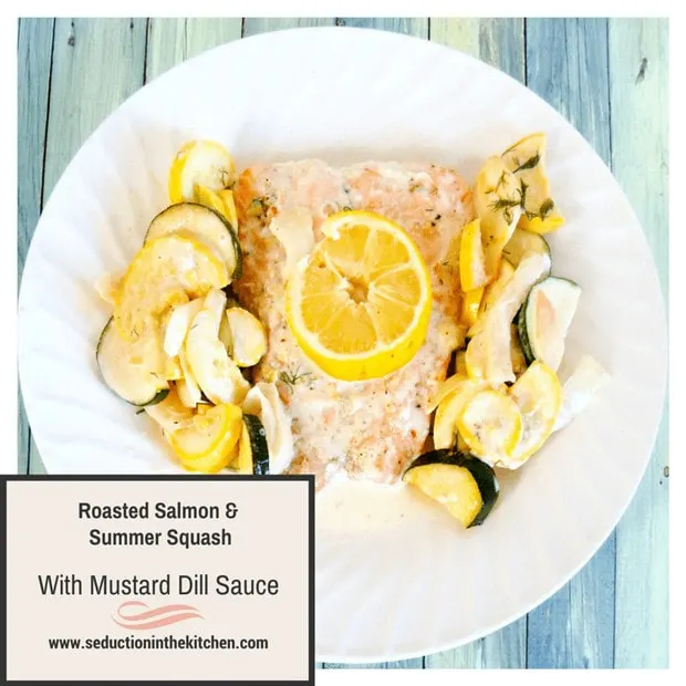 Roasted Salmon and Summer Squash with Mustard Dill Sauce uses fresh zucchini and summer squash from the garden. When paired with this wonderful mustard dill sauce it will take your taste buds to a new level of yumminess. 