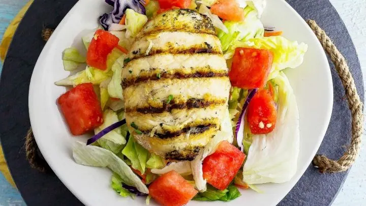 Chicken Watermelon Salad {With Delightful Tequila Lime Vinaigrette} ChickenWatermelonSaladwithCasaNobleTequilaLimeVinaigrette