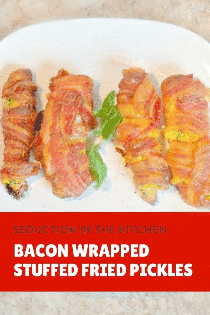 Bacon Wrapped Stuffed Fried Pickles pin