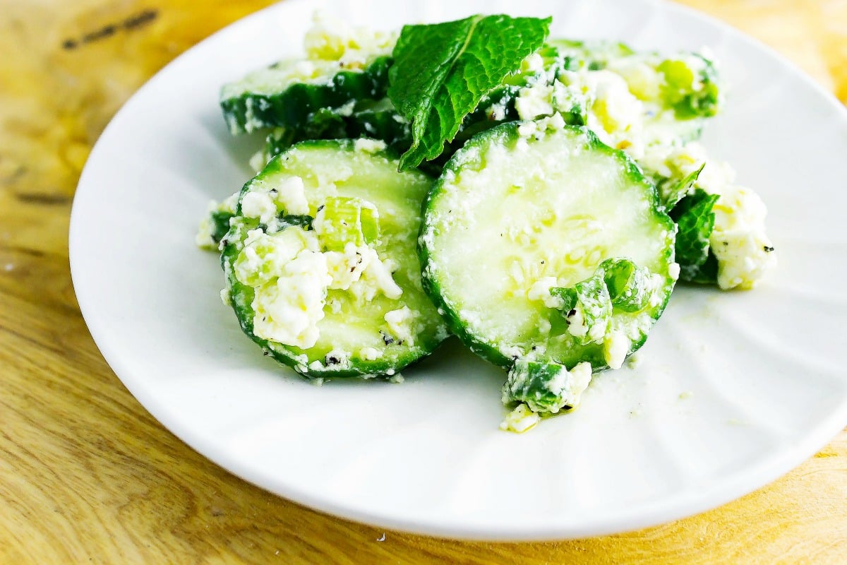 Egyptian Feta Cucumber Salad is an easy, light, and refreshing salad. The combination of feta, lemon, and cucumber bust bursts with flavor.