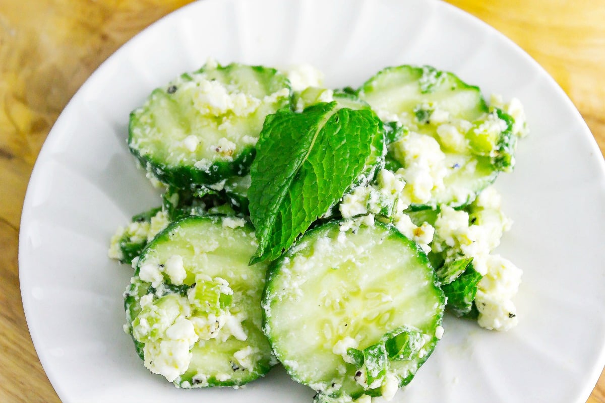 Egyptian Feta Cucumber Salad is an easy, light, and refreshing salad. The combination of feta, lemon, and cucumber bust bursts with flavor.