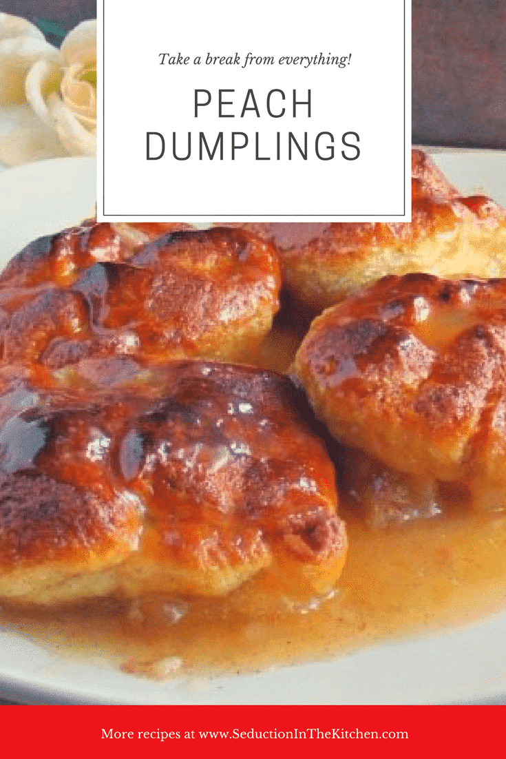 Peach Dumplings are simple to make with only a few ingredients. Fresh out the oven with some ice cream, you will love this dessert.