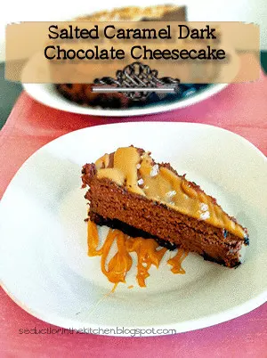 Salted Caramel Dark Chocolate Cheesecake, a recipe from Seduction in the Kitchen