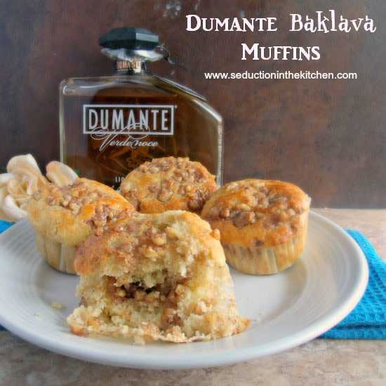 baklava muffins on white plate with dumante