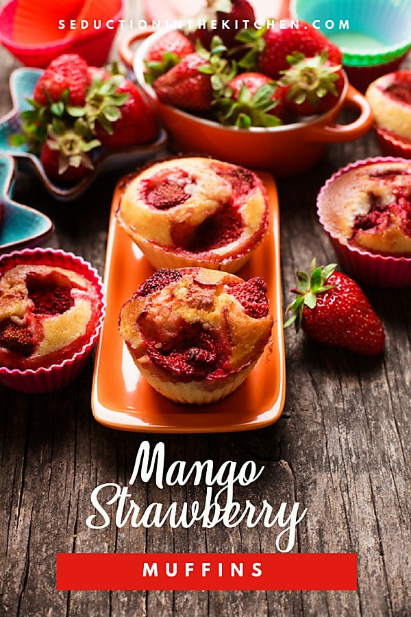 Mango strawberry muffins long pin for pintrest