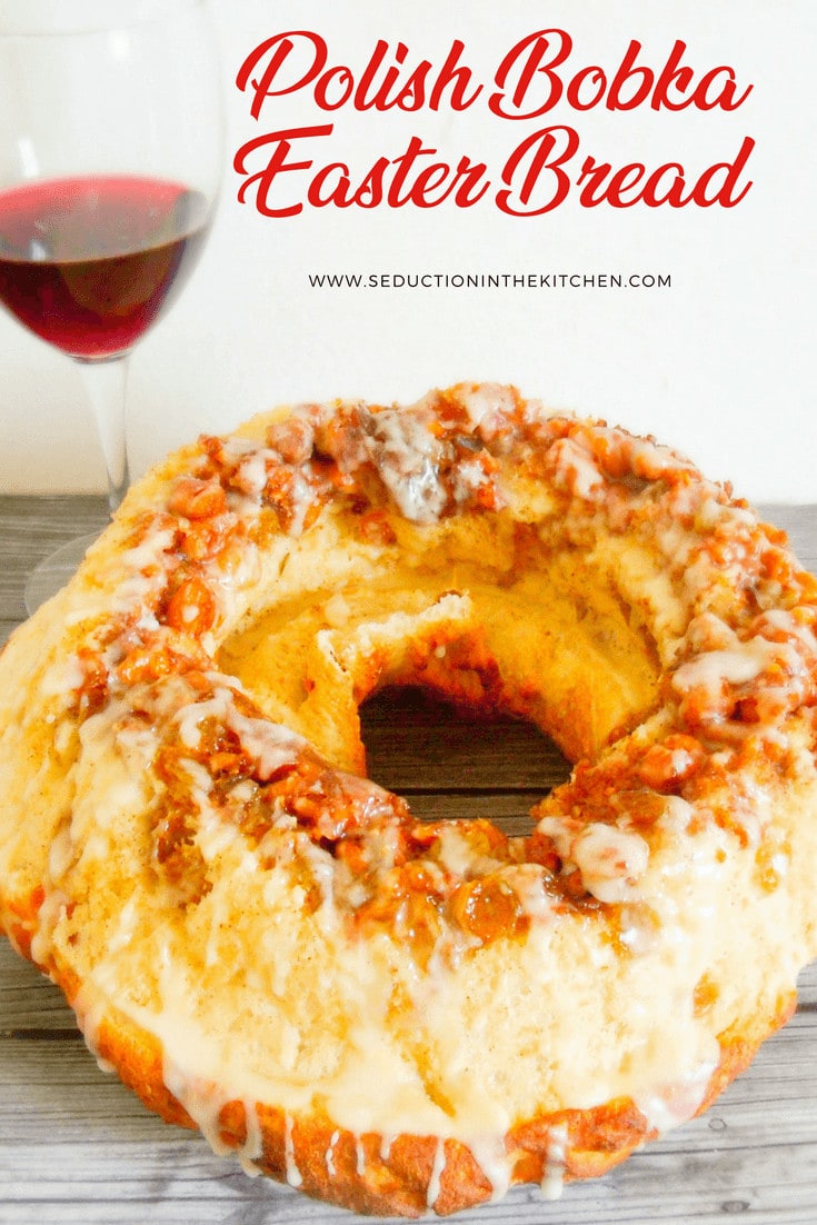 Polish Bobka Easter Bread Title with red wine