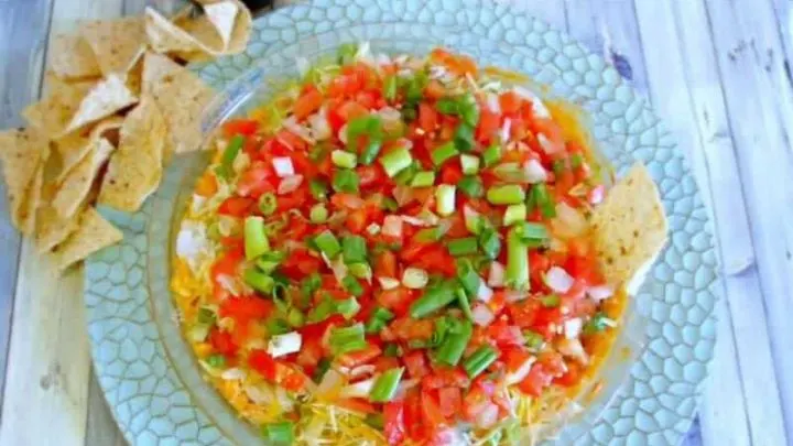 Bacon Taco Dip { Easy Layered Taco Dip Recipe} Bacon Taco Dip Seduction in the Kitchen title