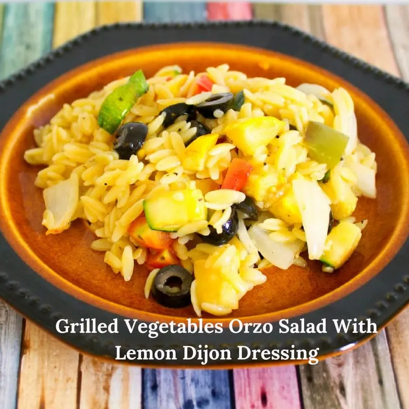 Grilled Vegetables Orzo Salad With Lemon Dijon Dressing title