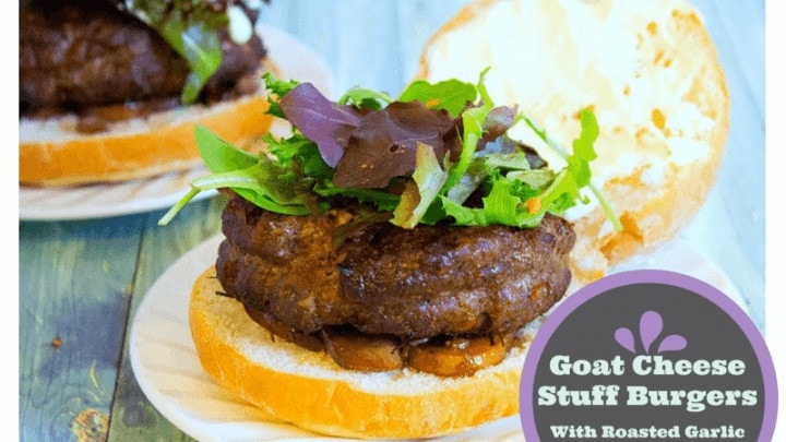 Goat Cheese Stuff Burgers With Roasted Garlic Truffle Oil Mayonnaise From Seduction in the Kitchen