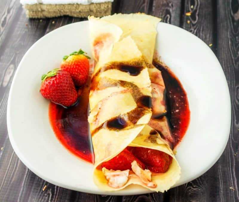 Fried Strawberry Cheesecake Crepes With Chocolate Balsamic Drizzle