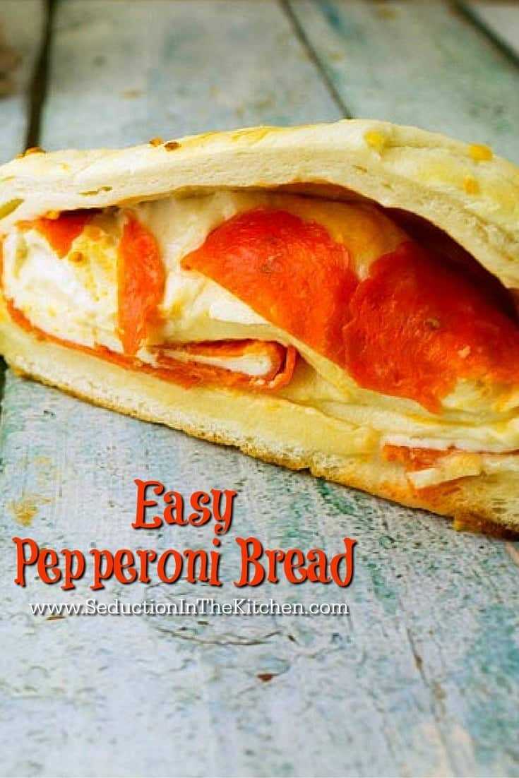 Easy Pepperoni Bread is made with just a few ingredients that anyone can make. It is simple and you will love how easy this recipe is. A recipe from Seduction in the Kitchen. 