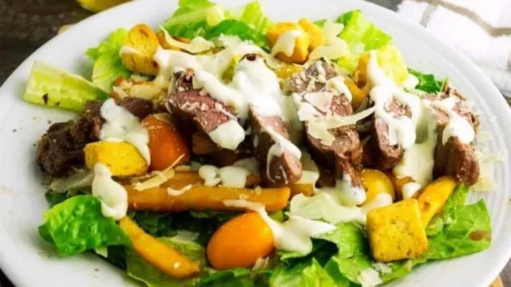Pittsburgh Steak Salad: {Fries and Ranch Dressing On A Salad} Pittsburgh Steak Salad