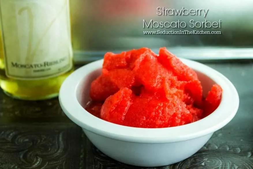 Strawberry Moscato Sorbet from Seduction in the Kitchen