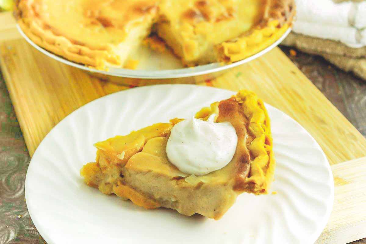 slice of sugar pie on white plate