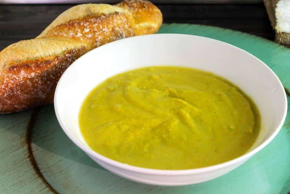 Slow Cooker Split Pea Soup is "almost famous". This recipe is based on Pea Soup Andersens famous endless bowl version in Buellton, California. Like the restaurant's this version is vegetarian, and dairy free. As a bonus, it is made in the slow cooker.