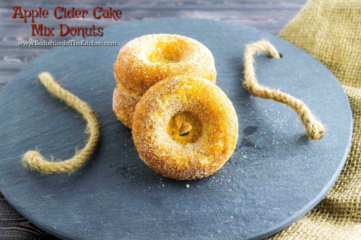 Apple Cider Cake Mix Donuts is an easy way to make a homemade donut using cake mix and apple cider! A recipe from Seduction In The Kitchen.