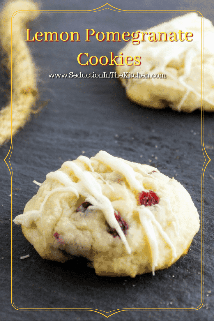 Lemon Pomegranate Cookies are a delightful cookie that is sinful with the white chocolate drizzle on it. One bite and you will be in love