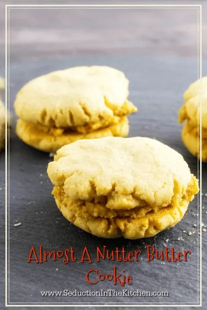 Almost A Nutter Butter Cookie is just that. A sandwich cookie that tastes very similar to the store bought Nutter Butter Cookies. It is a peanut butter lover dream cookie. A recipe from Seduction in the Kitchen.