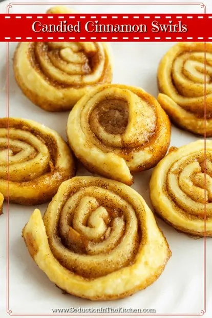 Candied Cinnamon Swirls is so easy to make with only 4 ingredients! They can easily become addictive so you want to make sure you make plenty of these treats. A recipe from Seduction in the Kitchen.