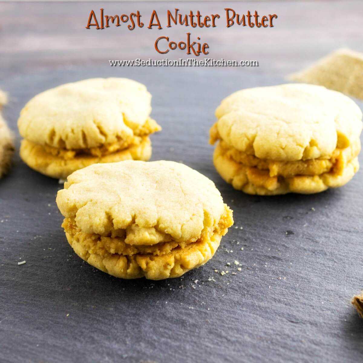 Almost A Nutter Butter Cookie is just that. A sandwich cookie that tastes very similar to the store bought Nutter Butter Cookies. It is a peanut butter lover dream cookie. A recipe from Seduction in the Kitchen.