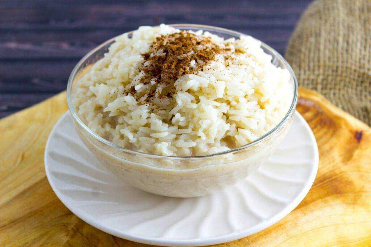 Leftover Chinese Rice Pudding close up on board