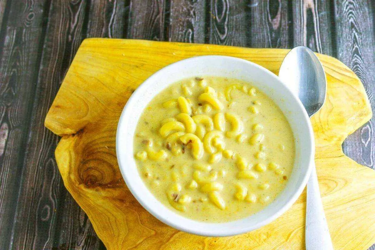 Bacon Mac n Cheese Soup is a soup version of the ultimate comfort food, mac n cheese. Adding bacon to it brings it to a new level of taste excitement. A recipe from Seduction in the Kitchen.