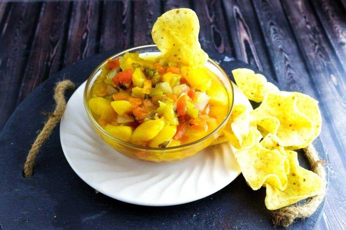 Peach Margarita Salsa is a sweet but very hot salsa that can become very addicting!