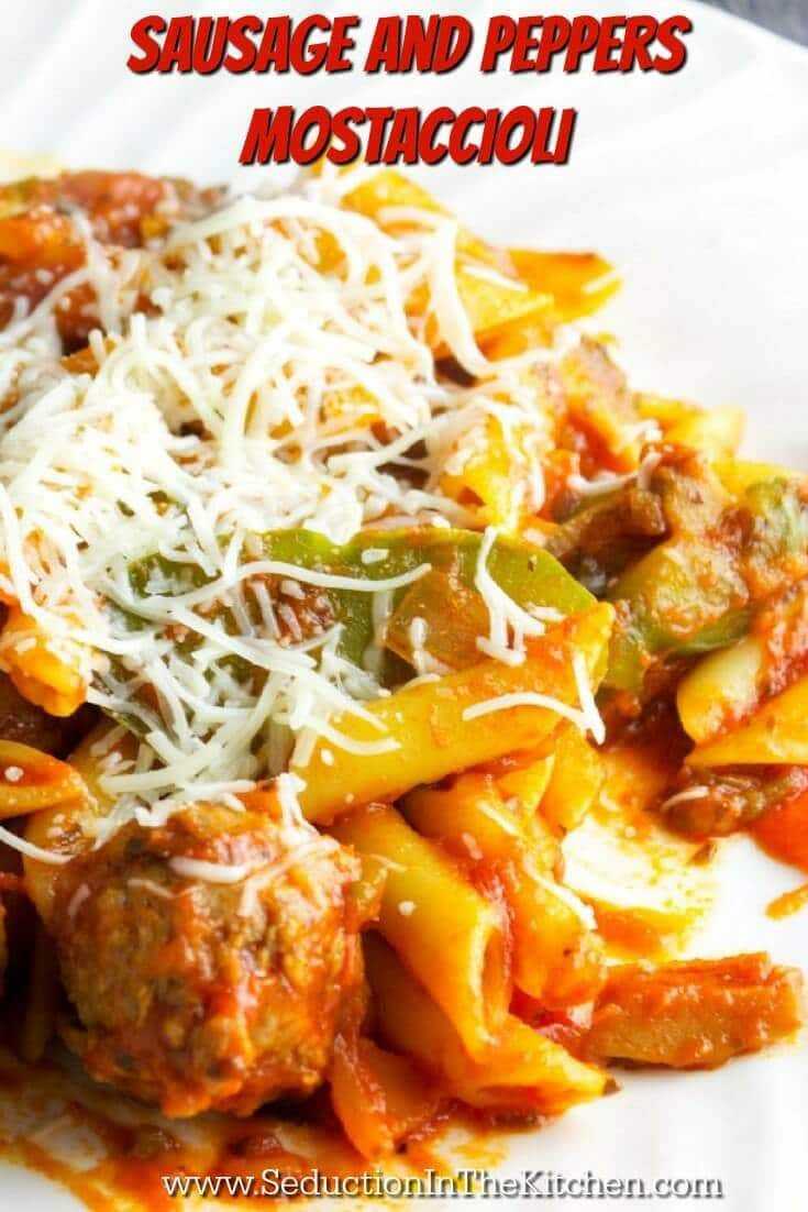 Sausage and Peppers Mostaccioli long pin