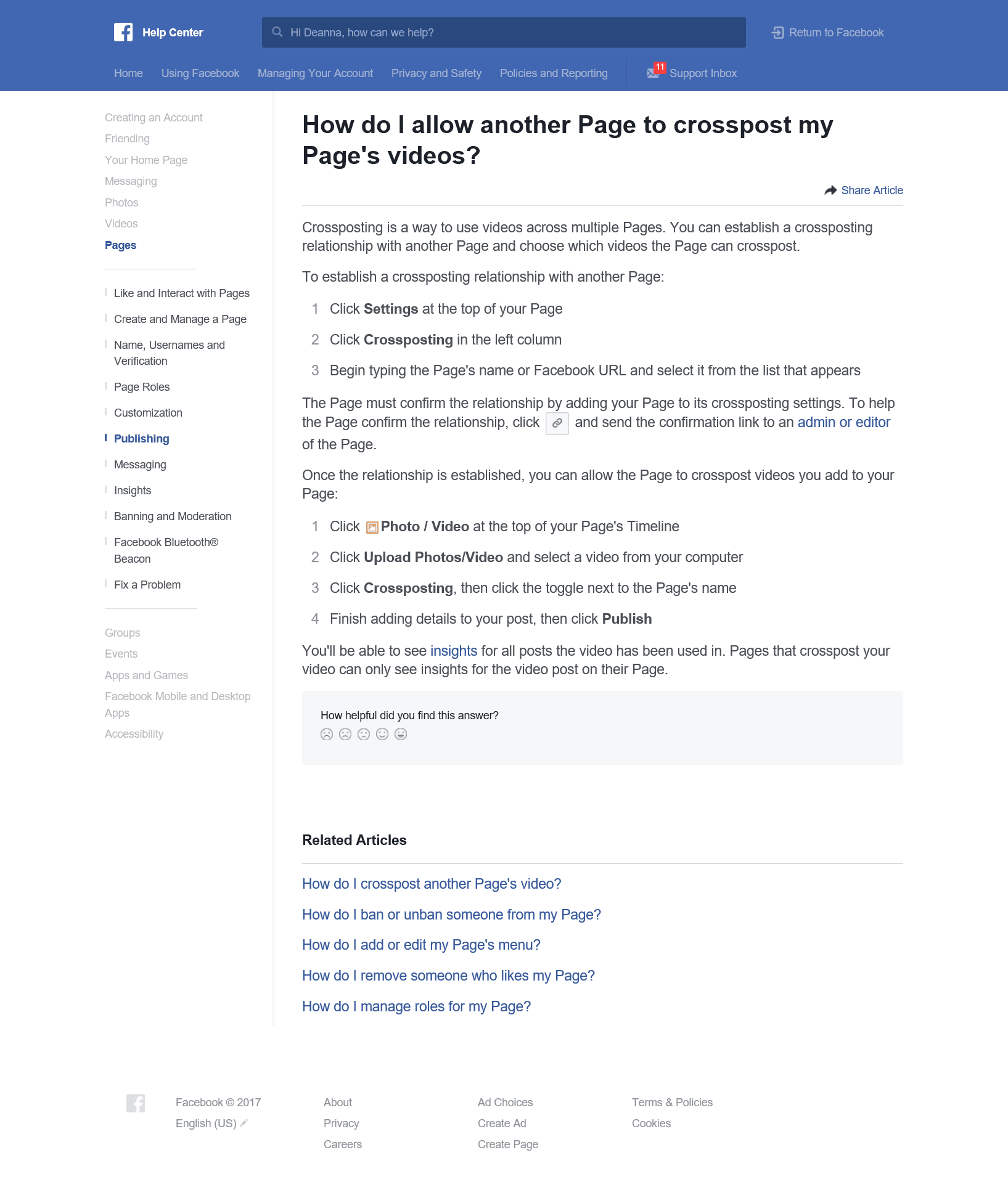 Facebook CrossPosting Videos