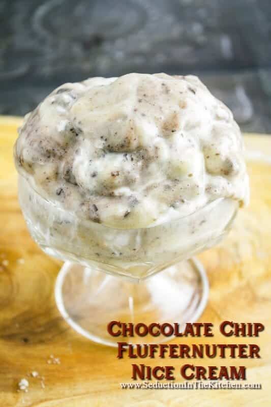 Chocolate Chip Fluffernutter Nice Cream is a dairy free, healthy alternative to ice cream. It is super easy to make and will quickly become a new summertime treat.