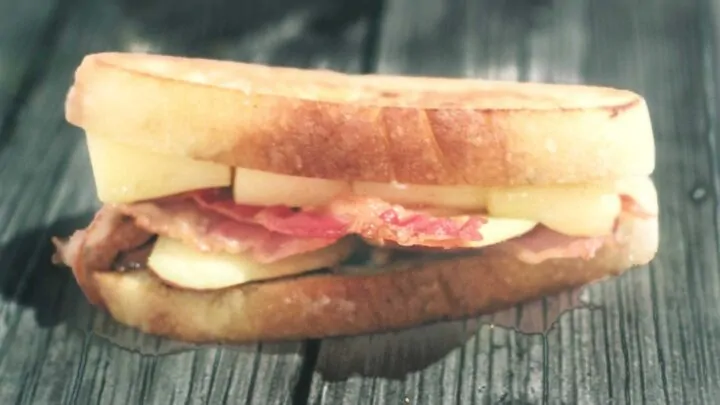 Pear Balsamic Emmental Grilled Cheese {French Sandwich} Pear and bacon grilled cheese