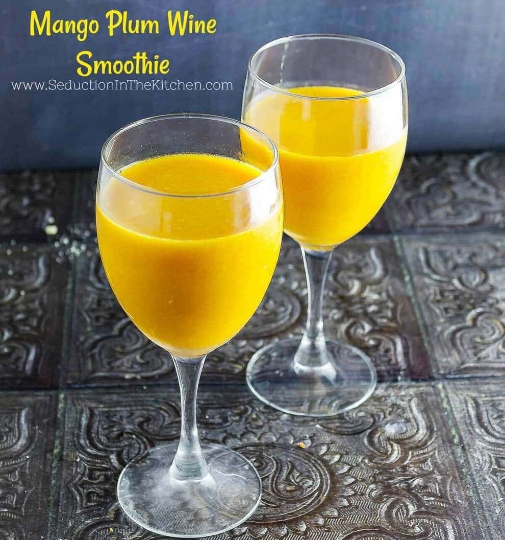 Mango Plum Wine Smoothie is a refreshing adult smoothie that is perfect for relaxing in the summer sun. Best of all this smoothie is only 2 ingredients! 