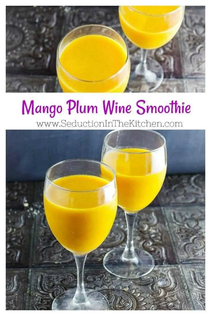 Mango Plum Wine Smoothie is a refreshing adult smoothie that is perfect for relaxing in the summer sun. Best of all this smoothie is only 2 ingredients!