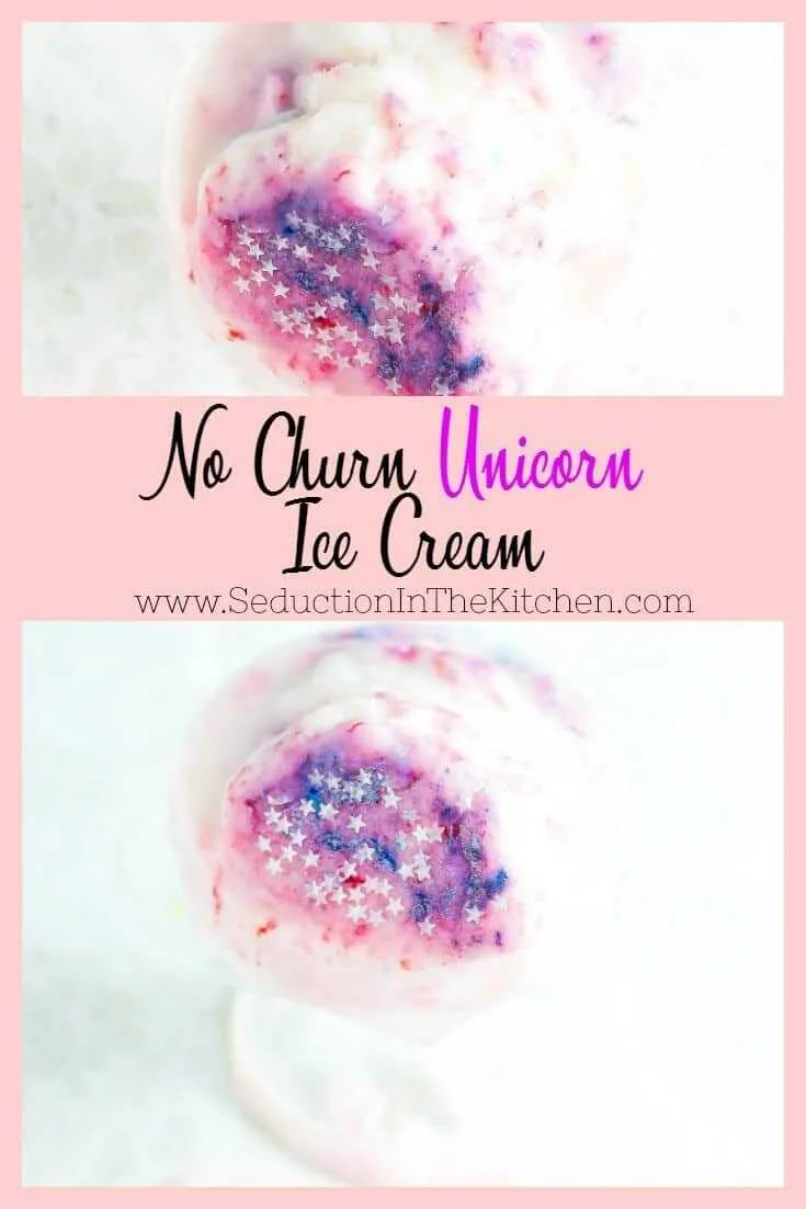 No Churn Unicorn Ice Cream is a fun way to make ice cream. The secret ingredient is Kool-Aid and no ice cream machine is needed!