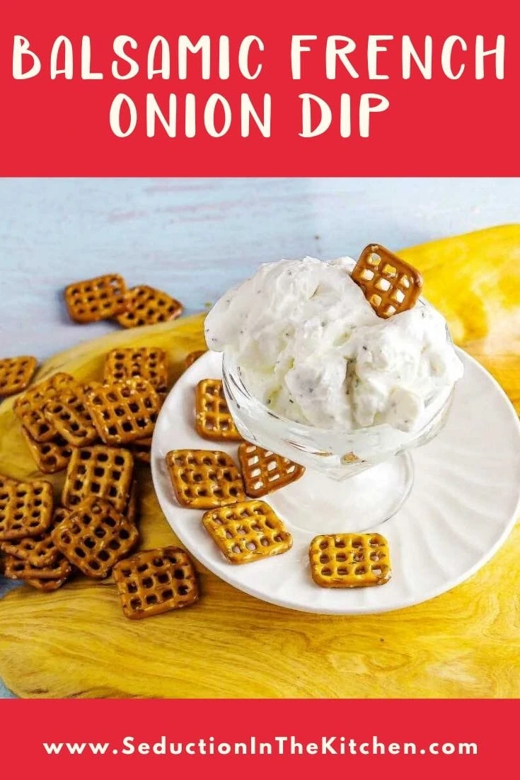 Balsamic French Onion Dip {Bacon Dip Recipe For Chips} Balsamic French Onion Dip title