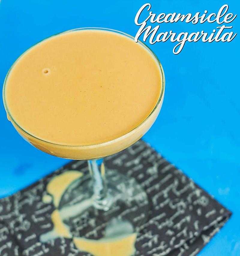 Creamsicle margarita title with blue background