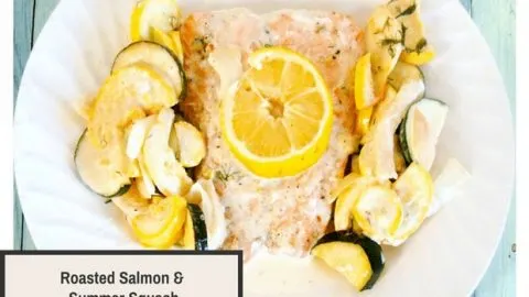 Roasted Salmon and Summer Squash with Mustard Dill Sauce Roasted Salmon and summer squash with mustard dill sauce Seduction in the Kitchen