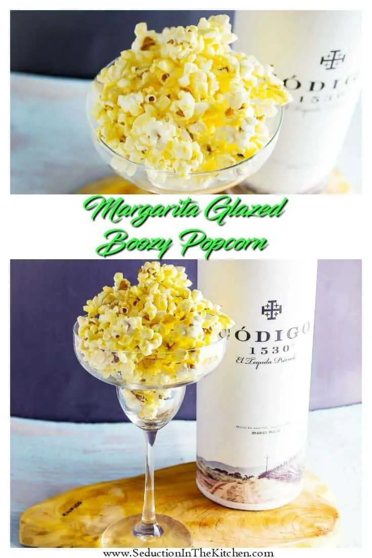 Margarita Glazed Boozy Popcorn long pin