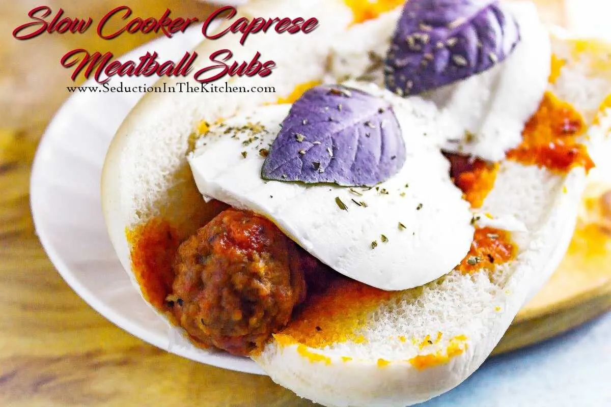 Slow Cooker Caprese Meatball Subs {Easy Sub Sandwich} Slow Cooker Caprese Meatball Subs are actually a slow cooker budget recipe that tastes like a million dollars. It is a simple recipe using frozen meatballs, but it dressed up with fresh basil and mozzarella for a homemade taste.