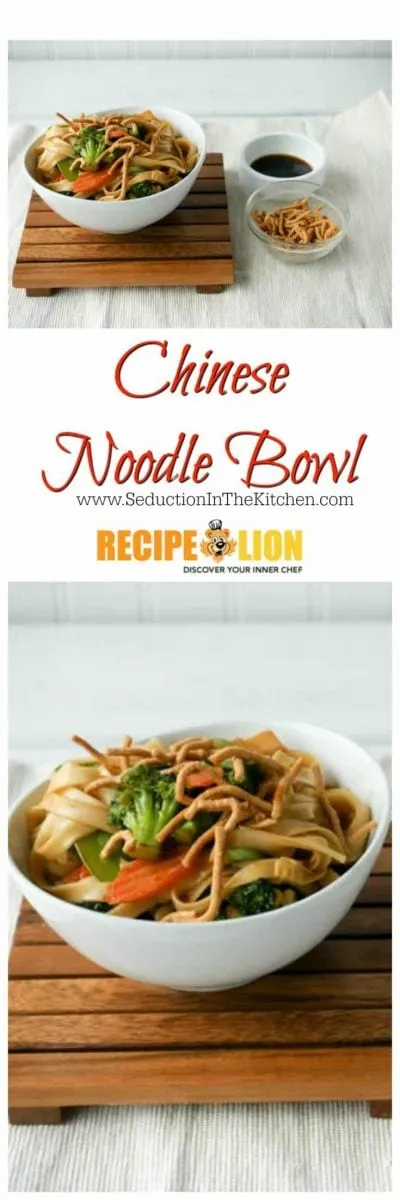 Chinese Noodle Bowl is a delicious recipe take on a takeout favorite. Made with fresh ingredients, it might even be better than your local Asian eatery! Chinese Noodle Bowl long pin