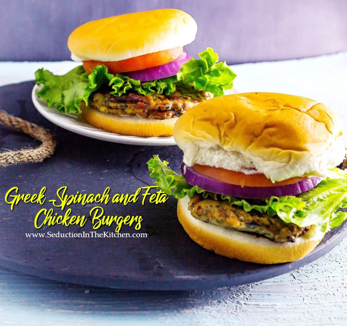 Greek Spinach and Feta Chicken Burgers title