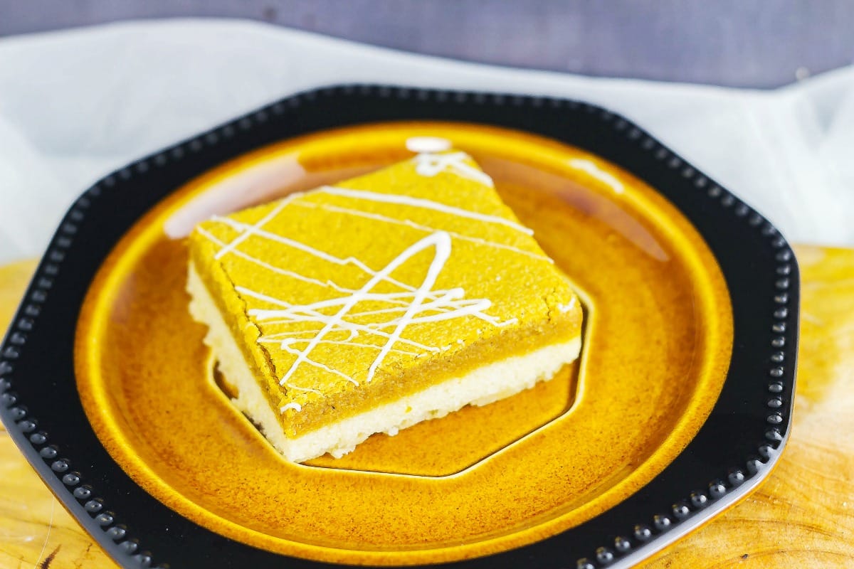 Pumpkin Crunch Bars are better than pumpkin pie. The shortbread crust has a touch of ground pecans in it for that crunch factor.