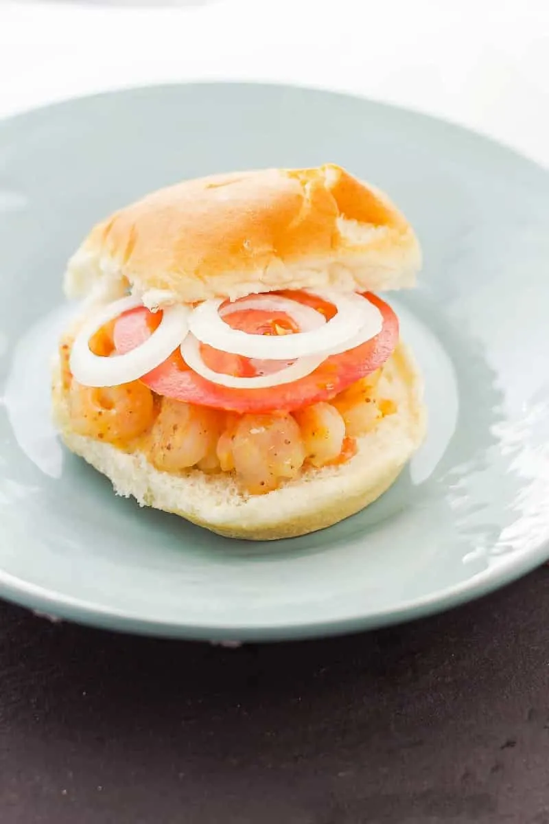 Honey Mustard Shrimp Burgers are a low fat, flavorful burger that is so simple to make with only a few ingredients. on a plate