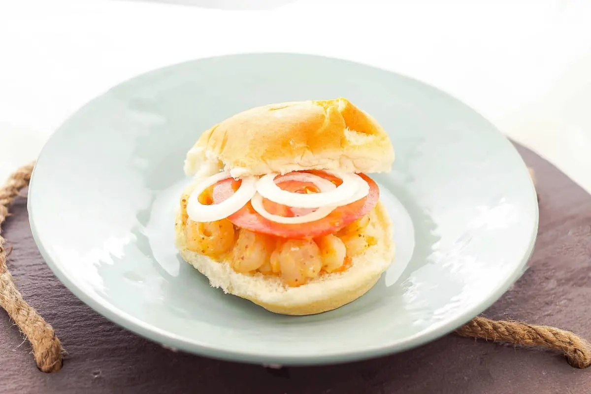 Honey Mustard Shrimp Burgers are a low fat, flavorful burger that is so simple to make with only a few ingredients. overhead view