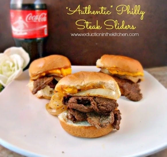 Authentic Philly Steak Sliders secret is the 'wiz, as in Cheese Wiz. That is what makes this cheesesteak Philly approved!