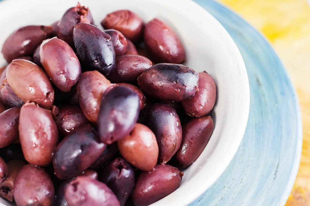 Marinated Olives With Red Wine Vinaigrette close up of olives